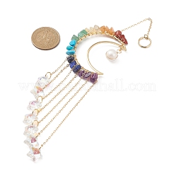 Glass Star & Natural Pearl Pendant Decoration&nbsp;HJEW-JM01183-02