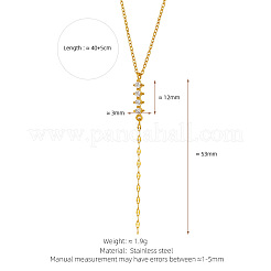 304 Stainless Steel Pave Clear Cubic Zirconia Y Tassel Necklaces for Women&nbsp;WGDBE5B-01