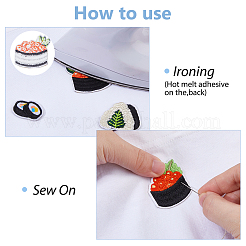12Pcs 12 Styles Sushi Polyester Embroider Thread Iron on/Sew On Patches&nbsp;DIY-DC0003-87