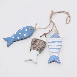 Mediterranean Style Natural Wood Pendant Ornaments&nbsp;HJEW-WH0014-25B