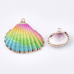 Spray Paint & Electroplate Sea Shell Pendants&nbsp;SSHEL-S262-07C