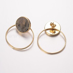 Natural Labradorite Ear Studs&nbsp;EJEW-G146-C04