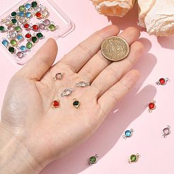 48Pcs 12 Colors 304 Stainless Steel with Glass Connector Charms&nbsp;STAS-FS0002-18