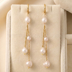 Nuggets 304 Stainless Steel Tassel Hoop Earrings&nbsp;XA0550