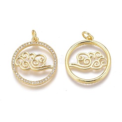 Brass Micro Pave Clear Cubic Zirconia Pendants&nbsp;ZIRC-Z008-40G