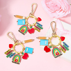 3Pcs Teachers' Day Zinc Alloy Enamel Keychains&nbsp;KEYC-SW00021
