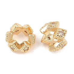 Brass Micro Pave Clear Cubic Zirconia European Beads&nbsp;KK-L261-05G