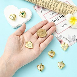 7Pcs 7 Styles Brass Micro Pave Clear Cubic Zirconia Locket Pendants&nbsp;FIND-CJ0005-08