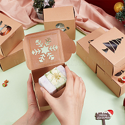 24Pcs 6 Styles Christmas Theme Folding Kraft Paper Cardboard Jewelry Gift Boxes&nbsp;CON-BC0007-08