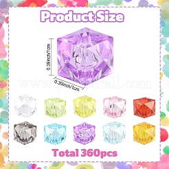 360Pcs 12 Colors Transparent Acrylic Beads&nbsp;TACR-YW0003-41