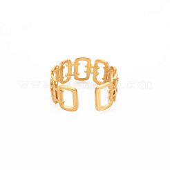 Ion Plating(IP) 304 Stainless Steel Open Rectangle Cuff Ring for Women&nbsp;RJEW-S405-237G