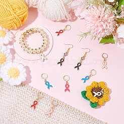 Alloy Enamel Awareness Ribbon Charm Locking Stitch Markers&nbsp;HJEW-PH01815