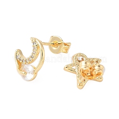 Brass Micro Pave Clear Cubic Zirconia Stud Earrings&nbsp;EJEW-M103-01G