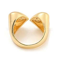 Brass Micro Pave Clear Cubic Zirconia Heart Open Cuff Rings for Women&nbsp;RJEW-L121-043G