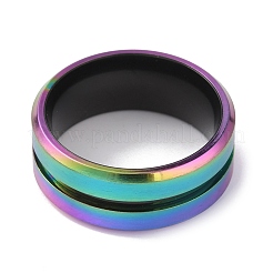 304 Stainless Steel Grooved Finger Ring for Men Women&nbsp;RJEW-WH0011-09B-MC