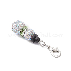 2Pcs Snowman Pave Disco Ball Beads & Brass Rhinestone Pendant Decorations&nbsp;HJEW-JM04452