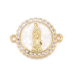 Brass Clear Cubic Zirconia Connector Charms&nbsp;KK-A161-05G