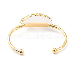 Natural Quartz Crystal Horse Eye Wrapped Cuff Bangle&nbsp;G-D458-02G-04-RS