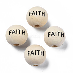 Printed Natural Wood European Beads&nbsp;WOOD-T019-44
