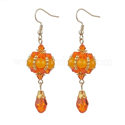 Natural Yellow Jade Dangle Earrings&nbsp;EJEW-MZ00669-01