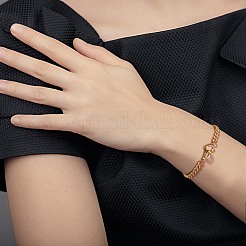 Brass Charm Bracelets & Curb Chain Bracelets Sets&nbsp;BJEW-SZ0001-005G