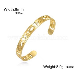 8MM Bohemian 304 Stainless Steel Hollow Flower Open Cuff Bangles for Women&nbsp;WG3C56B-02