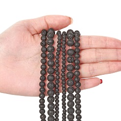 3 Strand 3 Sizes Natural Lava Rock Beads Strands&nbsp;G-FS0001-03