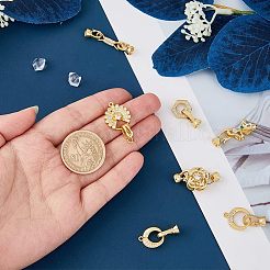 6Sets 6 Style Brass Micro Pave Clear Cubic Zirconia Fold Over Clasps&nbsp;KK-FH0003-70