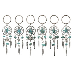 Alloy Magnesite Synthetic Turquoise Keychain&nbsp;HJEW-JKC01248