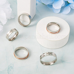 6Pcs 6 Style 202 & 201 Stainless Steel Stainless Steel Grooved Finger Ring for Men Women&nbsp;RJEW-YS0001-01