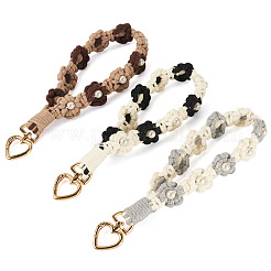 3Pcs Cotton Braided Flower Pendant Decorations&nbsp;AJEW-TA0002-72A