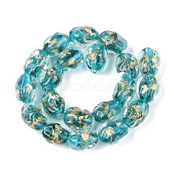 Handmade Gold & Silver Foil Glass Beads&nbsp;FOIL-N030-02E