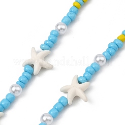 Glass Seed & Synthetic Turquoise Eyeglass Chains&nbsp;AJEW-EH00412