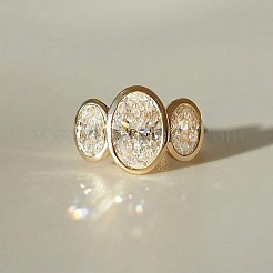 Oval Brass Pave Clear Cubic Zirconia Finger Rings&nbsp;FS-WGDCBD8-04