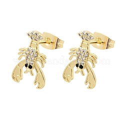 Brass Micro Pave Cubic Zirconia Stud Earrings&nbsp;KK-CBA5B62-06G