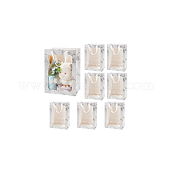 Folding Marble Print Paper Gift Bags with Handle and Plastic Visible Window&nbsp;ABAG-WH0038-53