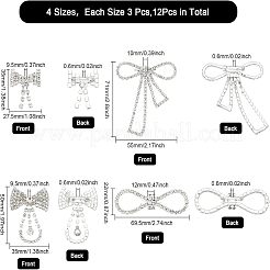 12Pcs 4 Style Crystal Rhinestone Bowknot Lapel Pins&nbsp;JEWB-CA0001-19