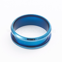 201 Stainless Steel Grooved Finger Ring Settings&nbsp;MAK-WH0007-16L-A