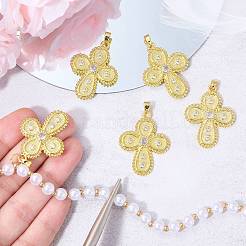 5Pcs Rack Plating Brass Micro Pave Cubic Zirconia Pendants&nbsp;KK-SZ0008-20