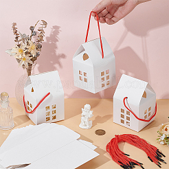 50 Bags House Shaped Paper Folding Candy Tote Boxes with Hollow Window and Rope Handles&nbsp;CON-BC0007-76A