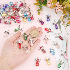 60Pcs 4 Style Electroplate Glass & Imitation Pearl Acrylic Pendants&nbsp;FIND-SC0004-04
