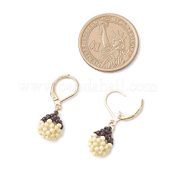Handmade Glass Seed Beads Leverback Earrings&nbsp;EJEW-MZ00572-03