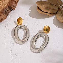 304 Stainless Steel Oval Dangle Stud Earrings&nbsp;LZ5221