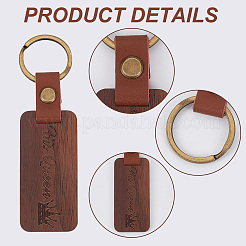 2Pcs 2 Styles Word His Only/His Queen Engraved Wooden with Leather Keychain&nbsp;WOOD-GF0001-81