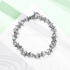 316 Surgical Stainless Steel Large Barbed Wire Link Chain Bracelets for Men Women&nbsp;BJEW-Q349-17AS