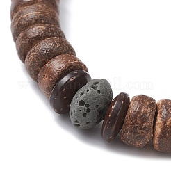 2Pcs Natural Coconut & Lava Rock Beads Stretch Bracelets for Men Women&nbsp;BJEW-JB12497
