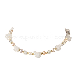 Electroplated Natural Druzy Agate & Natural Cultured Freshwater Pearl & Electroplate Glass Beaded Necklaces&nbsp;NJEW-JN06569