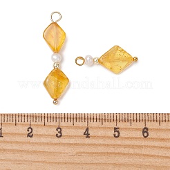 3Pcs 3 Styles Natural Lemon Amber Pendants&nbsp;PALLOY-JF05737