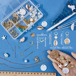 Ocean Theme DIY Shell & Synthetic Turquoise Leverback Earring Making Kit&nbsp;DIY-SC0025-85