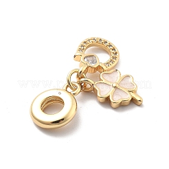 Rack Plating Brass Clear Cubic Zirconia European Dangle Charms&nbsp;KK-Q017-28G